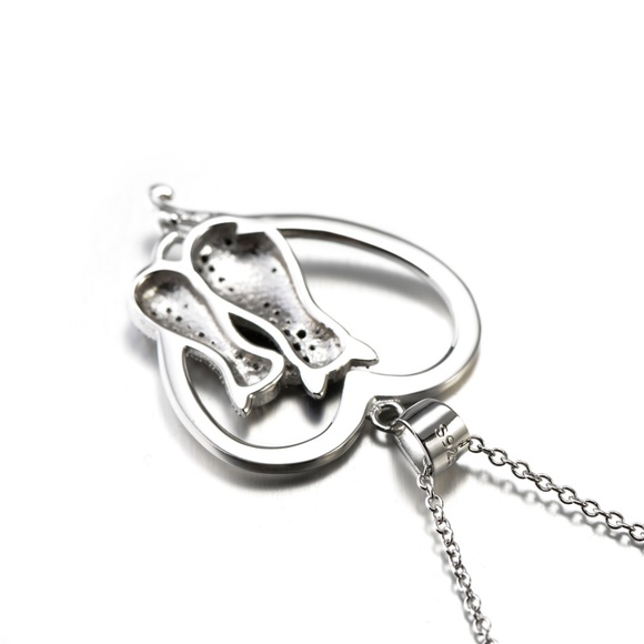 Cat Necklace!  Black and White Cats Sit in a Heart - Picture 5 of 6